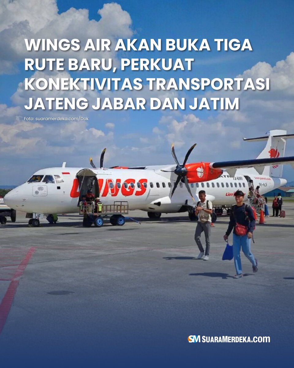 suaramerdeka's tweet photo. Jawa Tengah akan menambah konektivitas transportasi udara ke wilayah Jawa Barat dan Jawa Timur.

#suaramerdeka #wingsair #rutebaru #transportasi #jateng #jatim #jabar #maskapai #penerbangan https://t.co/R5t7KUe0b4