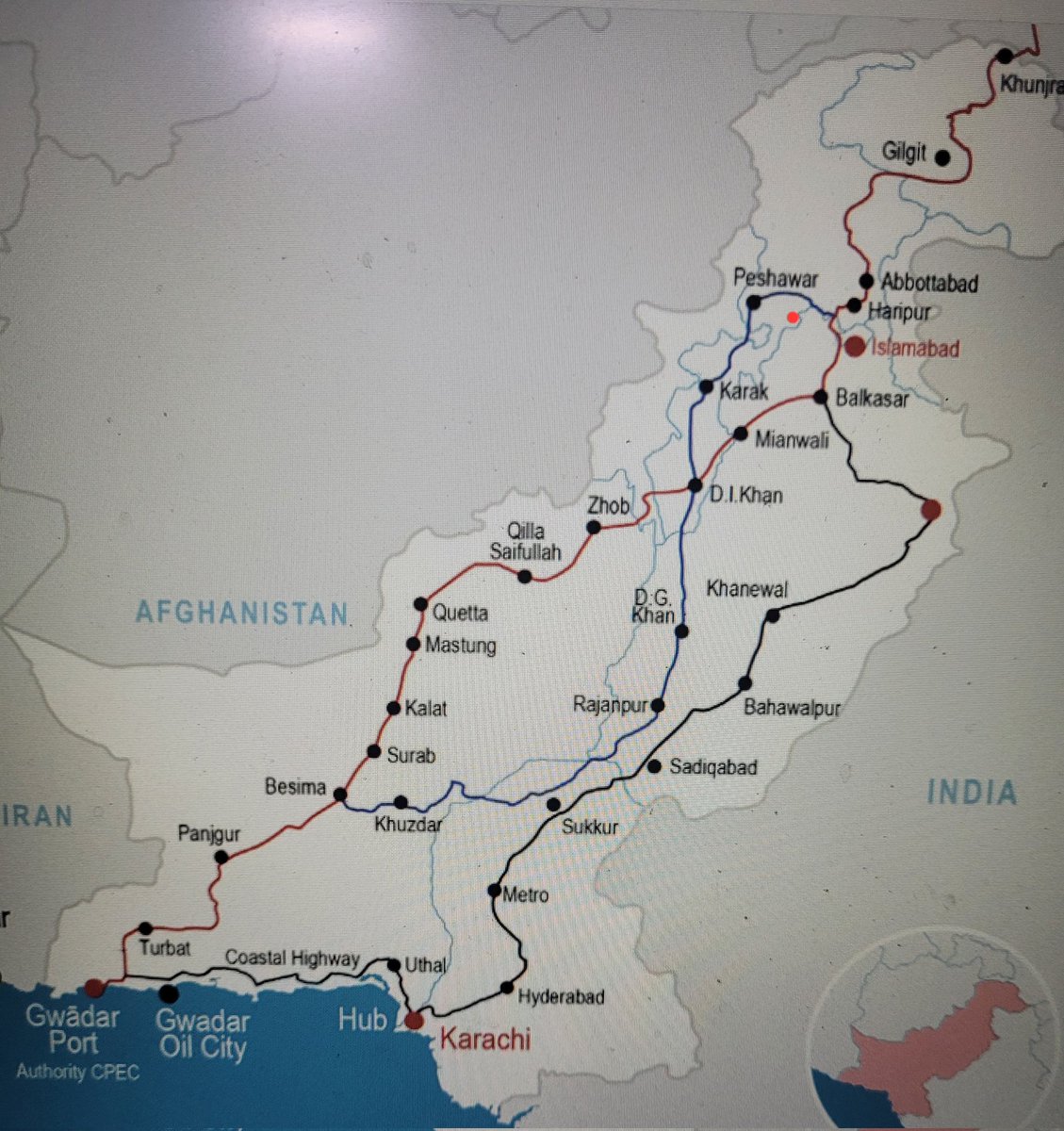 Pakis and Chinese carrying out counter terrorism drills in Pabbi, KPK  is something really interesting. 
Pabbi [red dot] lies off the central alignment (KPK-Punjab-Balochistan)that, amusingly, branches off west towards Peshawar  from Haripur, before swinging back south to run