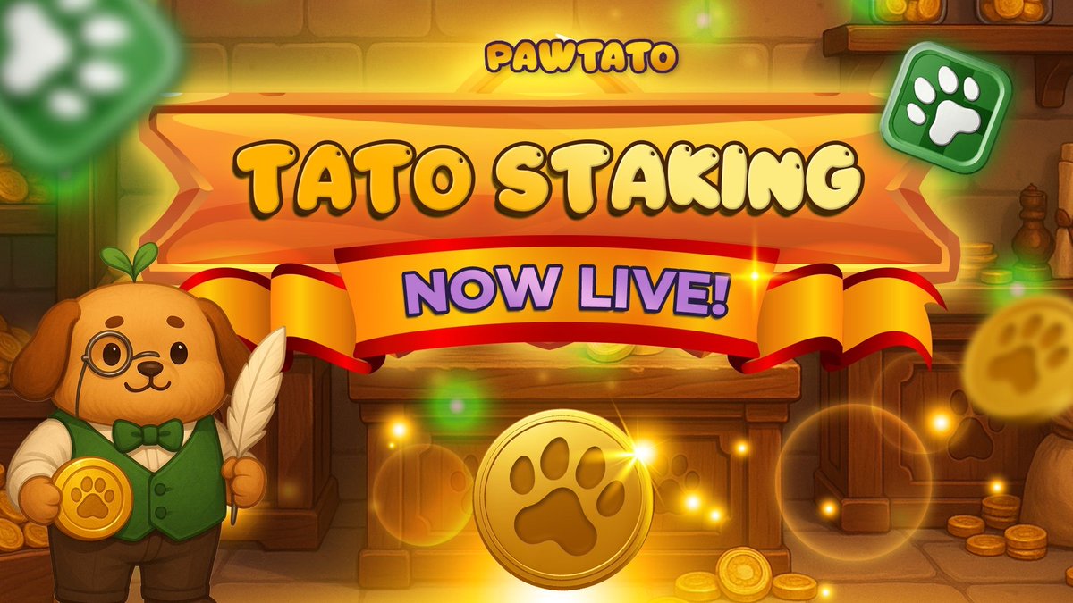🎉 𝗧𝗔𝗧𝗢 𝗦𝘁𝗮𝗸𝗶𝗻𝗴 𝗶𝘀 𝗼𝗳𝗳𝗶𝗰𝗶𝗮𝗹𝗹𝘆 𝗟𝗜𝗩𝗘! 🎉

Lock your TATO in the 𝗕𝗮𝗻𝗸 𝗼𝗳 𝗔𝘅𝗼𝗺𝗮 and receive 𝙨𝙤𝙪𝙡𝙗𝙤𝙪𝙣𝙙 𝙭𝙏𝘼𝙏𝙊 - your stake in the growing Pawtato Land ecosystem. 🌱✨ 

⏳ Staking utility (𝘱𝘦𝘳𝘬𝘴, 𝘧𝘦𝘦 𝘳𝘦𝘥𝘶𝘤𝘵𝘪𝘰𝘯𝘴,