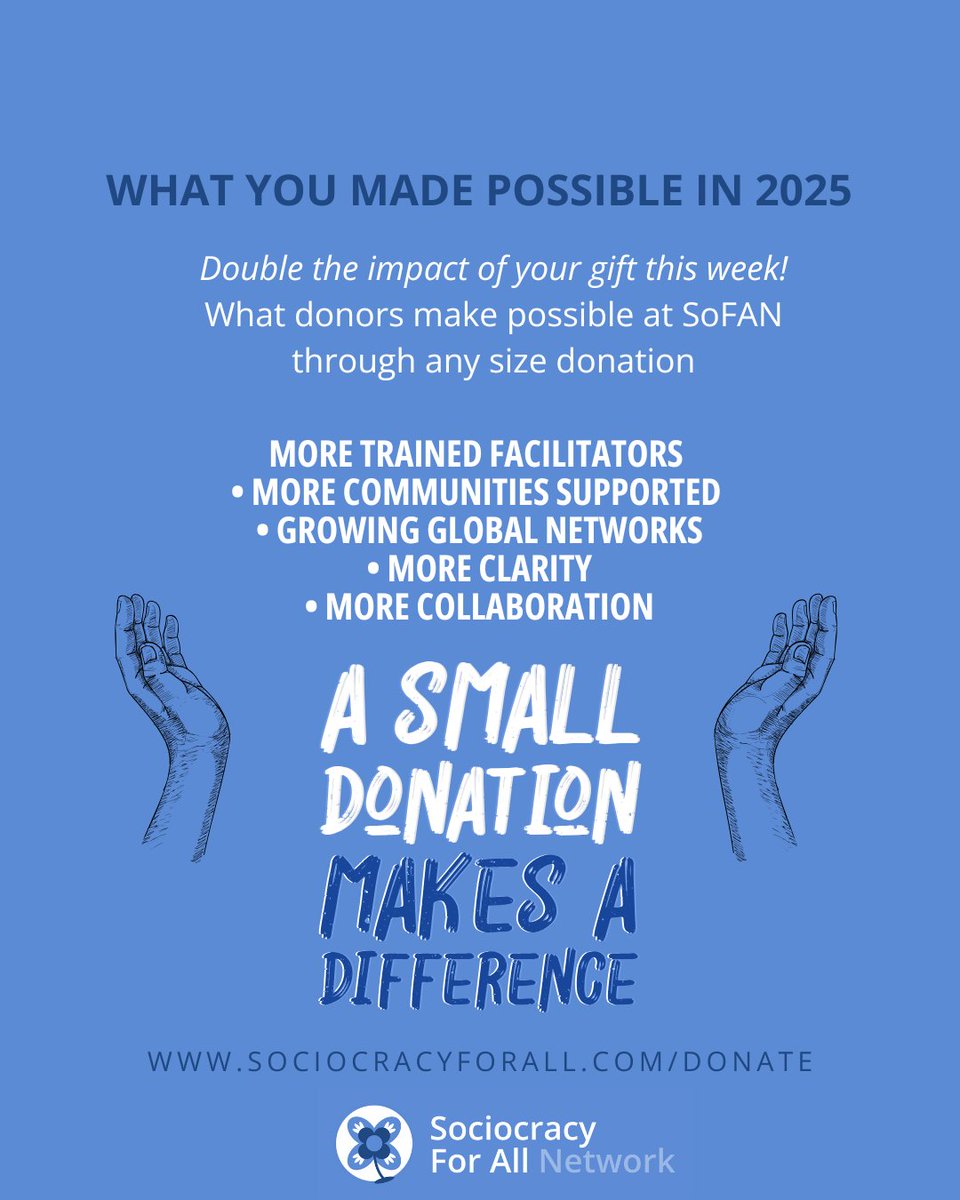 Thank you to those of you with capacity to donate to amazing nonprofits at this time of year. We hope you will consider also stopping by sociocracyforall.org/donate/