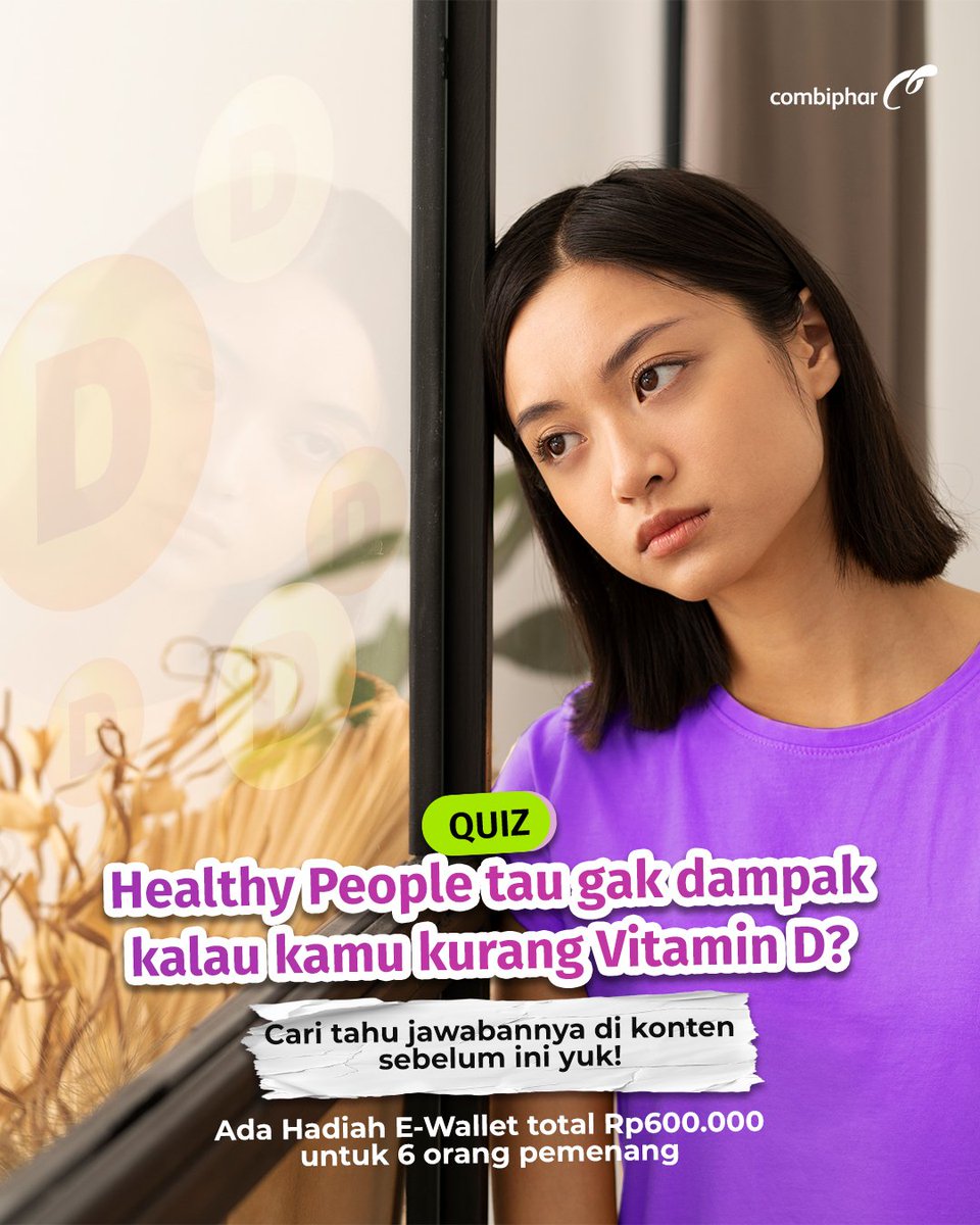 combipharID's tweet image. Vitamin D itu salah satu asupan yang dibutuhkan oleh tubuh kita Healthy People, kalo kamu kekurangan Vitamin banyak masalah yang akan datang ke tubuh kita. Kira-kira apa aja ya dampaknya? Cari tahu di konten sebelum ini karena ada total Hadiah Rp600.000 untuk 6 orang pemenang…