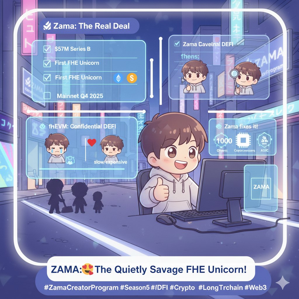 Zama ain't some flashy hype project like your average meme coin – it's the real deal for onchain privacy with FHE: compute on encrypted data without ever peeking inside. ☺️😘😎

Team's quietly savage: $57M Series B raise, first FHE unicorn ever, testnet live, mainnet dropping Q4
