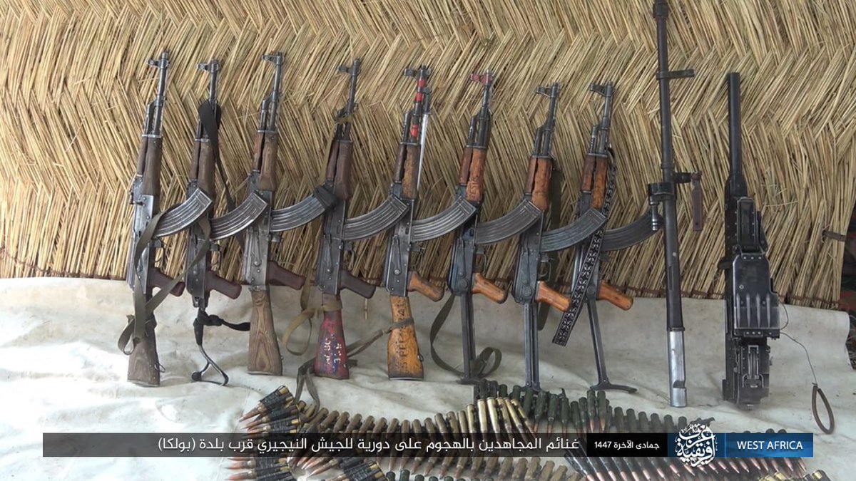 war_noir's tweet image. #Nigeria 🇳🇬: “Islamic State - West Africa” (#ISWAP) ambushed a Nigerian Army patrol in #Borno State. 

As a result #ISIS militants captured a #Romania-made 🇷🇴 PM md. 90  rifles, AKM / PM md. 63 rifles, #China-made 🇨🇳 Type 56-1  rifles and #Russia-made 🇷🇺 NSV  heavy machine gun.