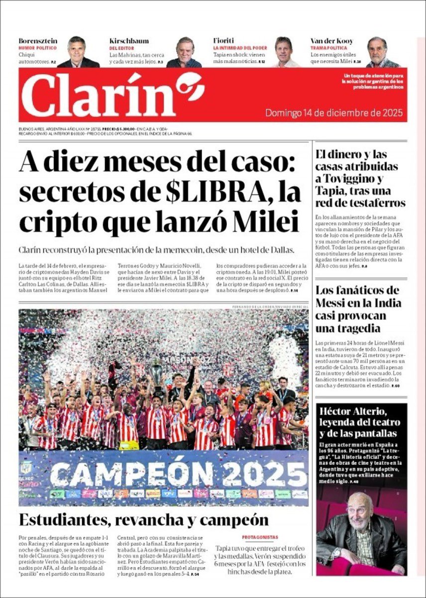 $LIBRA FUE LUJOSAMENTE PREMEDITADO. NADA FUE IMPROVISADO.

Hoy el periodista <a href="/MarianoVidal7/">Mariano Vidal</a> reveló en Clarín nuevos detalles sobre el lanzamiento de $LIBRA: Hayden Davis, Mauricio Novelli y Manuel Terrones Godoy montaron en Dallas un equipo operativo de más de 25 personas,