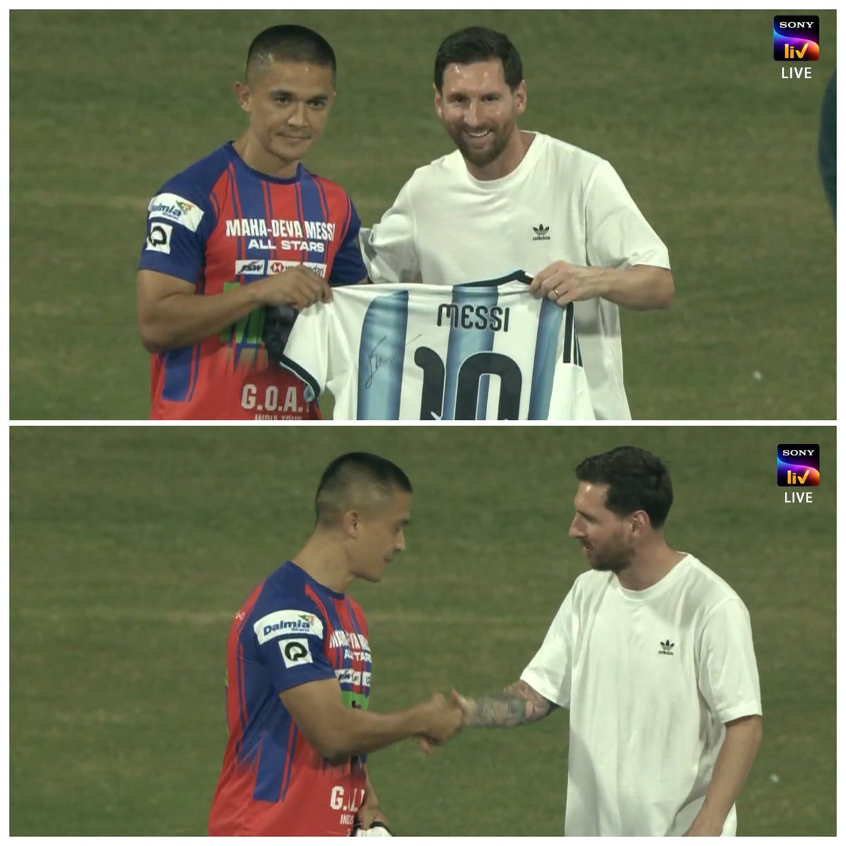 unknown_arjun's tweet photo. Iconic 🥶
@leomessisite 🐐X @chetrisunil11 🐐
#GOATIndiaTour #Messi𓃵 #Mumbai https://t.co/GE3sUAKqQD
