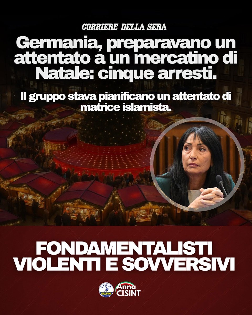 ❌ Ancora una volta il fondamentalismo islamico è pronto a colpire le nostre piazze, noi occidentali, le nostre radici. Perché odiano tutto ciò che rappresentiamo, odiano la nostra libertà e il nostro essere cristiani. 

#lega