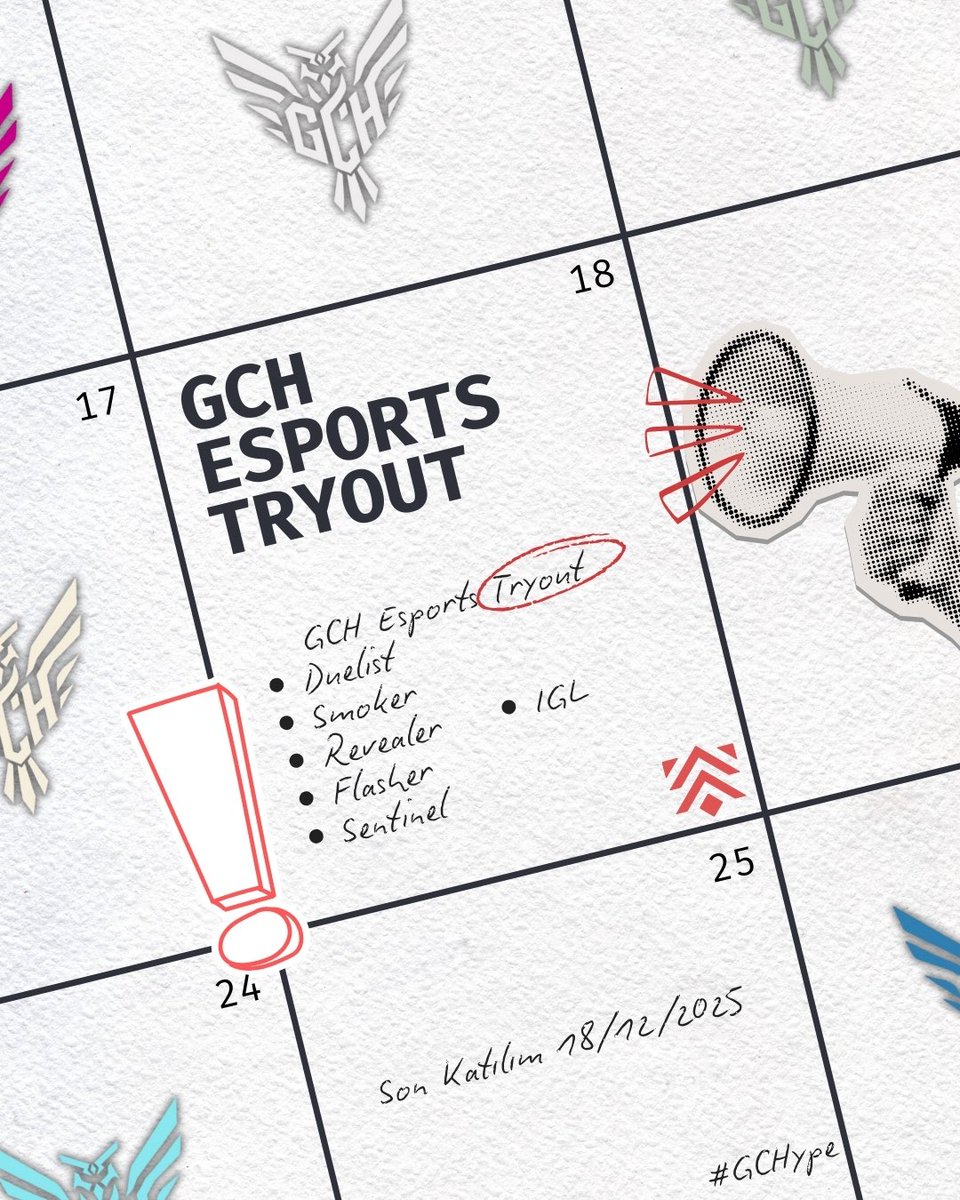 Grand Champions Esports Tryout Duyurusu!

Contender için kurulacak kadromuzdaki açık pozisyonlar;

•Duelist
•Smoker
•Revealer
•Flasher
•Sentinel
•IGL

Minimum 300RR peak ranka sahip disiplinli ve çalışkan bütün oyuncular davetlidir!

İletişim: <a href="/Ex4nT/">Mehmet Emin</a> 
Son katılım 18/12/2025