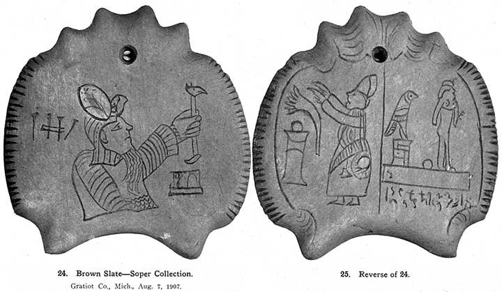 MoundLore's tweet photo. Between the 1890s–1920s, hundreds of carved “tablets” surfaced across Michigan… stone, copper, slate etched with pseudo-Hebrew, fake Egyptian motifs, Christian iconography, and invented scripts.

Most people stop at “hoax.”
That’s lazy.

What makes them interesting isn’t whether they’re ancient (they’re not), but how organized the deception was.

Same symbols.
Same theological themes.
Same regional clustering.
Same time window.

This wasn’t one bored guy with a chisel.

Evidence points to a coordinated religious-nationalist fabrication, tied to late-19th-century movements trying to retrofit America into a Biblical past… often to overwrite Indigenous history with a “chosen people” narrative.

Not ancient.
Not random.
Not harmless.

The relics are fake but the ideology behind them was very real. And it didn’t disappear.

That’s the part worth paying attention to.