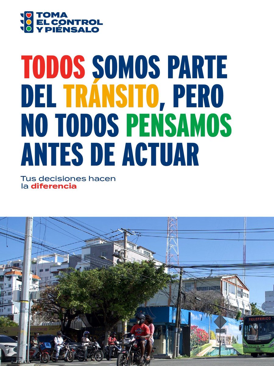Todos somos parte del tránsito,
pero no todos pensamos antes de actuar. ⚠️

Cada decisión al conducir, cruzar o desplazarte
puede marcar la diferencia entre llegar bien o no llegar. 🚗🚶‍♀️🏍️

Pausa. Reflexiona. Conduce con responsabilidad.
Toma el control y piénsalo. 🧠