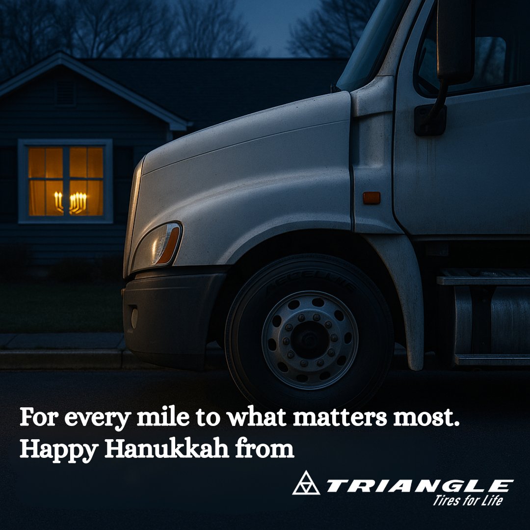 TriangleTireUSA's tweet image. Behind every mile is a reason to get home safe.
Wishing you a Hanukkah filled with light, protection and peace.
Happy Hanukkah from Triangle Tire USA! #CommercialTrucking #cdl #owneroperator