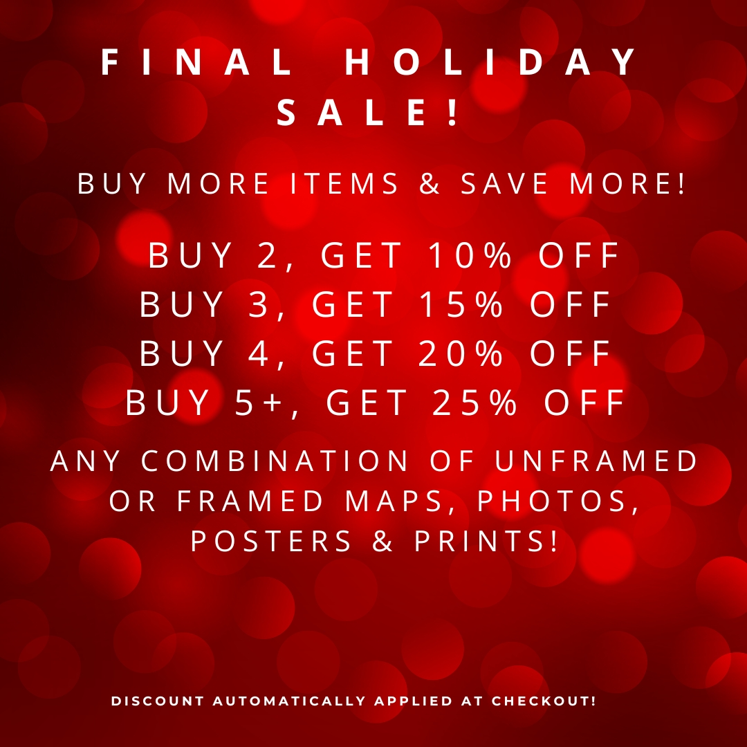 Buy more items &amp; save more! Up to 25% off! 🎁Last Day to Save!

Buy 2, Get 10% off
Buy 3, Get 15% off
Buy 4, Get 20% off
Buy 5+, Get 25% off!  

Discount automatically applied at checkout! Thru 12/14!

Shop today! 👉historicpictoric.com 

#HistoricPictoric #HistoricMaps