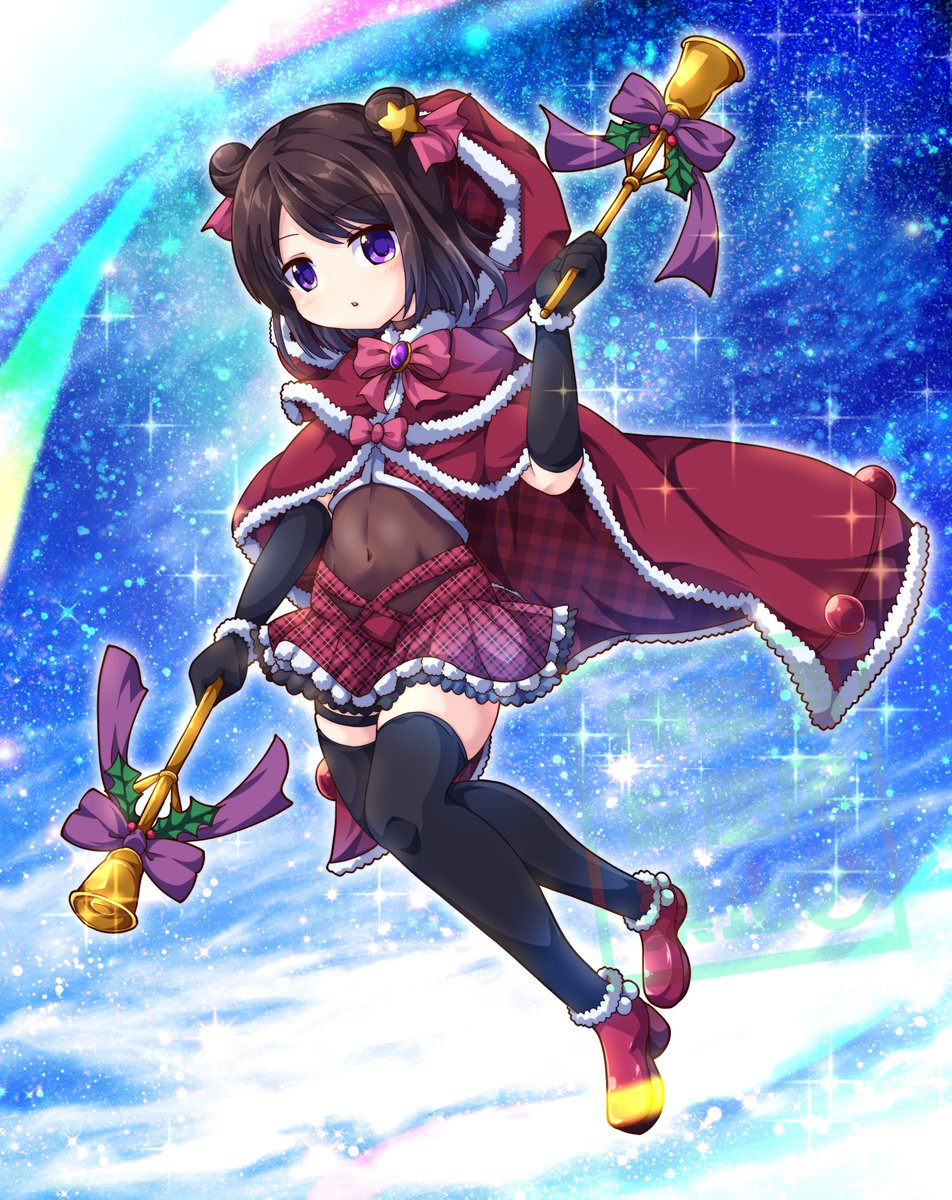 #黒江Web合同5
もう一枚描く時間があったのでちょっと時期が早いですがクリスマスも近いので黒江の魔法少女衣装をサンタ風にアレンジしてみました！
寒そうなのでアームカバーとかインナーとか追加してみたり武器をベルに変えたりしてます。