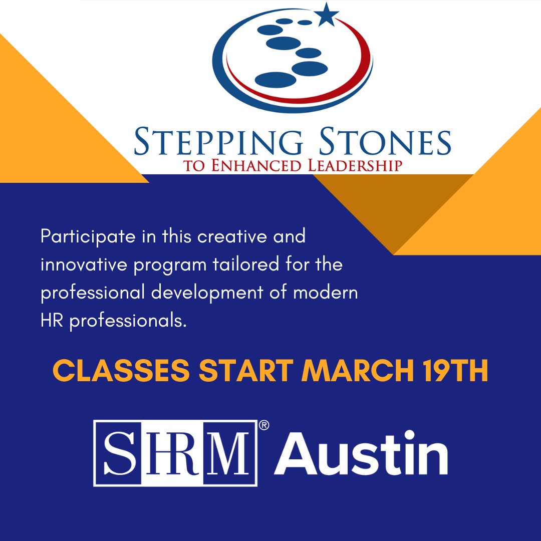 AustinShrm's tweet image. 2026 Stepping Stones to Enhanced Leadership - registration is open!

Click here to find out more: austinshrm.org/Stepping-Stones