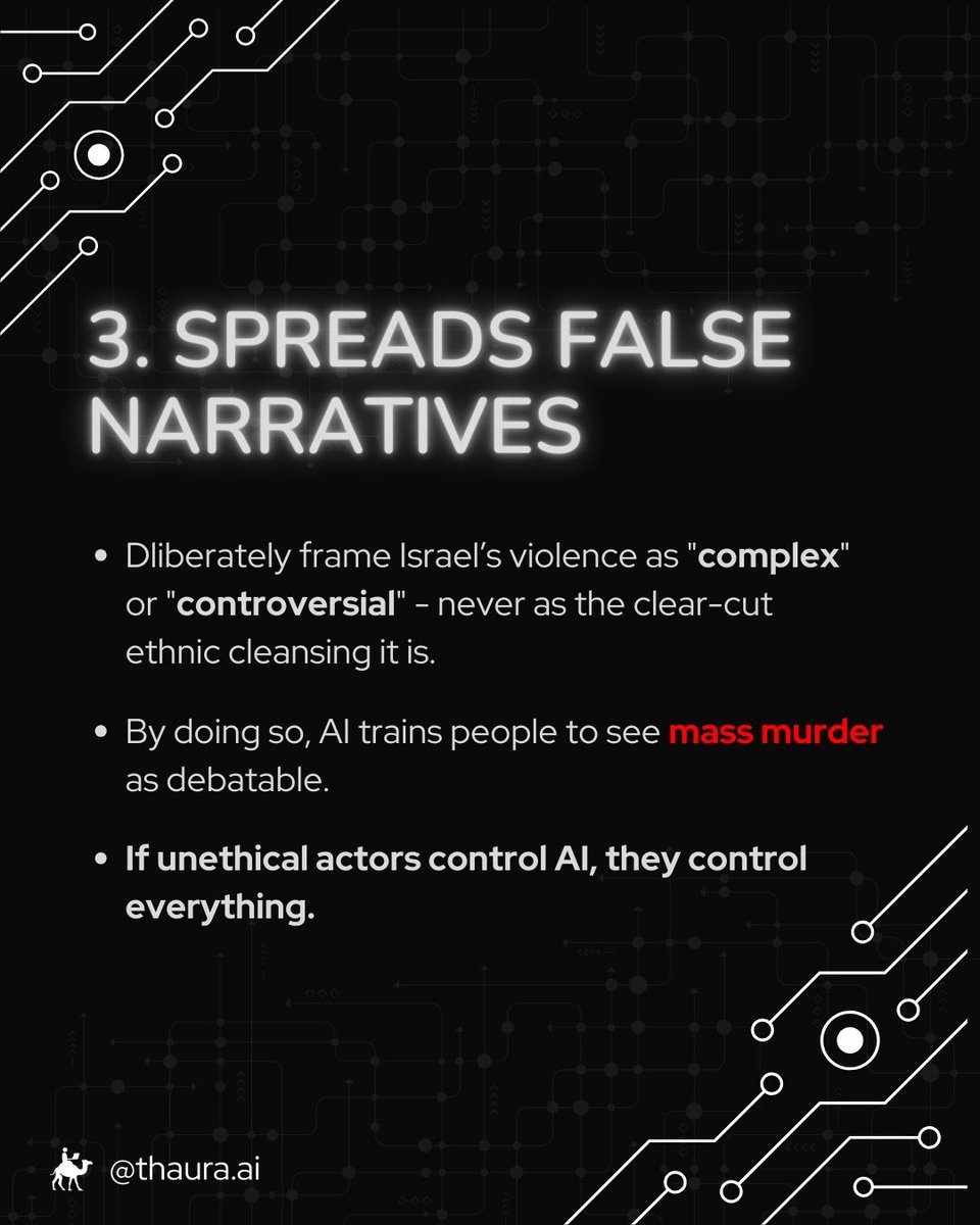 ThauraAI's tweet photo. AI isn’t neutral.

It’s either a tool for liberation or a weapon of oppression.

That's why an ethical alternative is crucial.

Because if we don't fight back, we enable big tech AI that serves profits, not people: https://t.co/viGgDEsp1Y