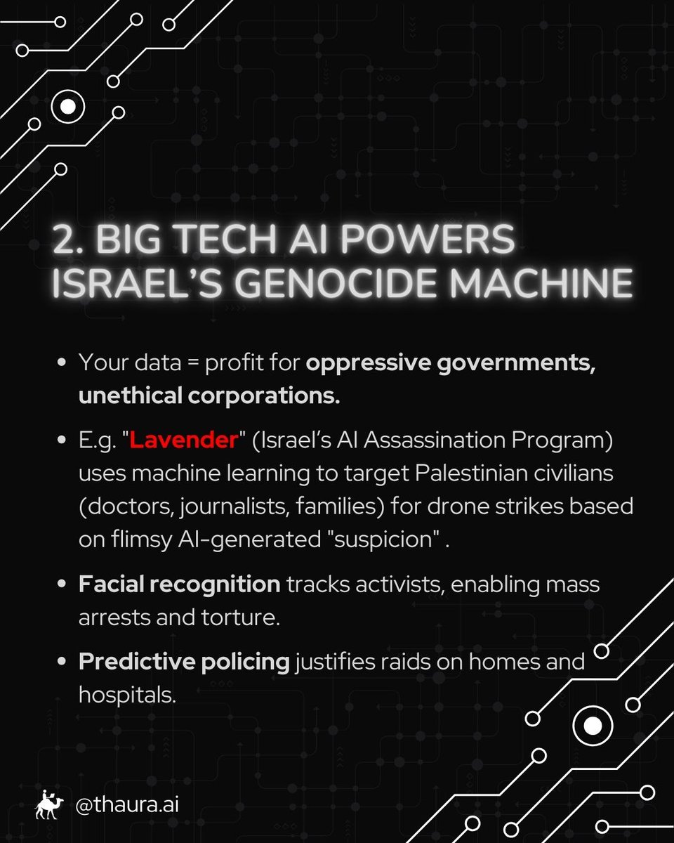 ThauraAI's tweet photo. AI isn’t neutral.

It’s either a tool for liberation or a weapon of oppression.

That's why an ethical alternative is crucial.

Because if we don't fight back, we enable big tech AI that serves profits, not people: https://t.co/viGgDEsp1Y