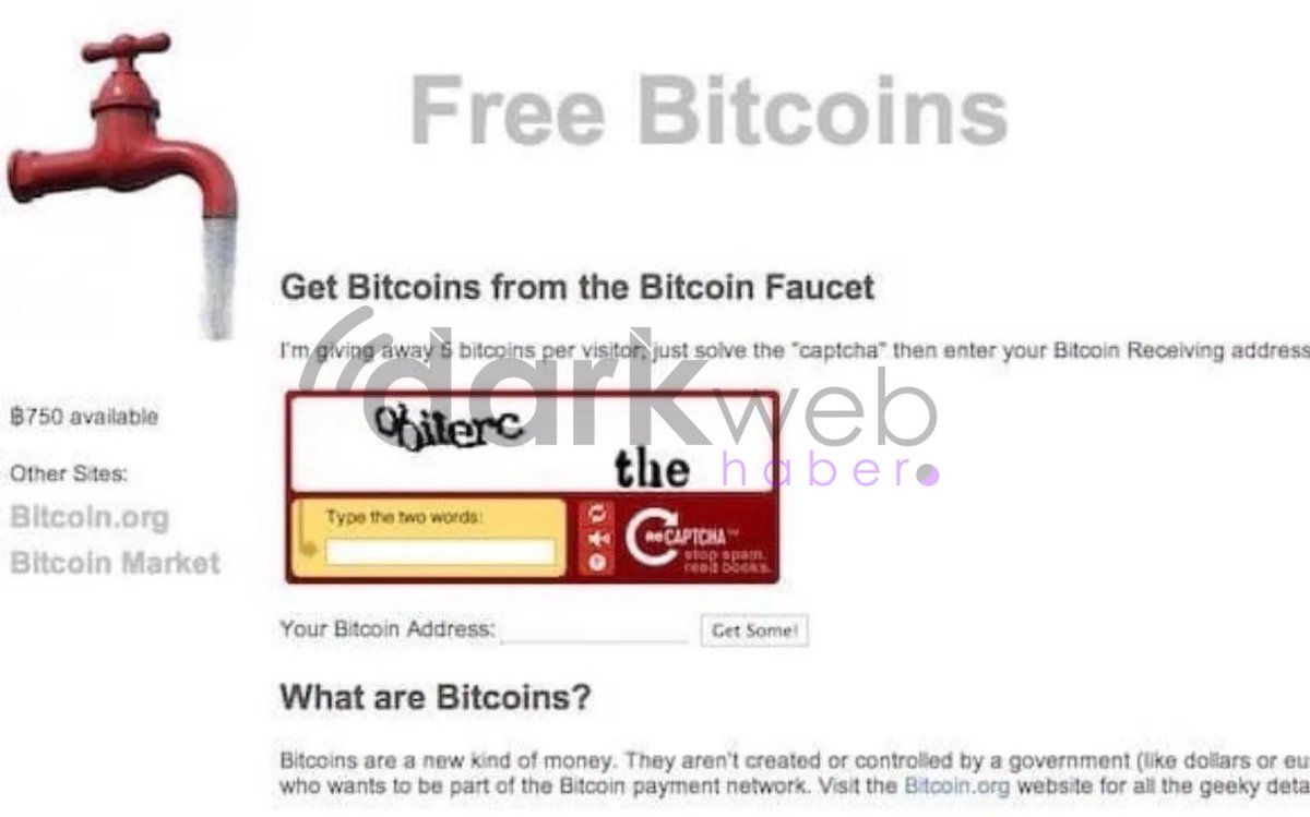 2011'de, sadece bir captcha çözerek 5 Bitcoin'i ücretsiz olarak alabiliyordunuz.

• 5 Bitcoin'in anlık değeri 19.000.000₺