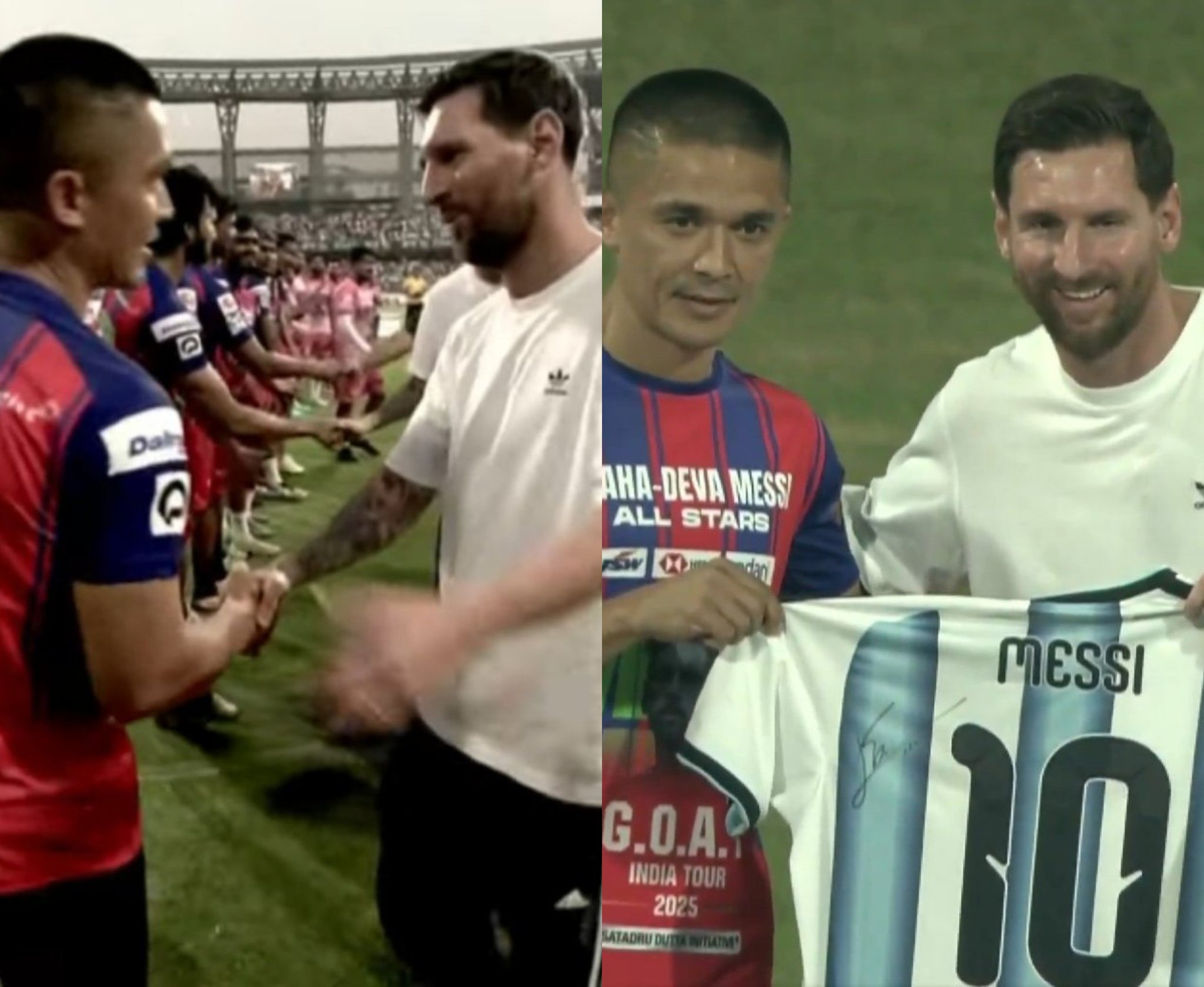 ليونيل ميسي يلتقي بسونيل تشيتري، رابع أكثر اللاعبين تسجيلًا للأهداف الدولية (95 هدفًا) 