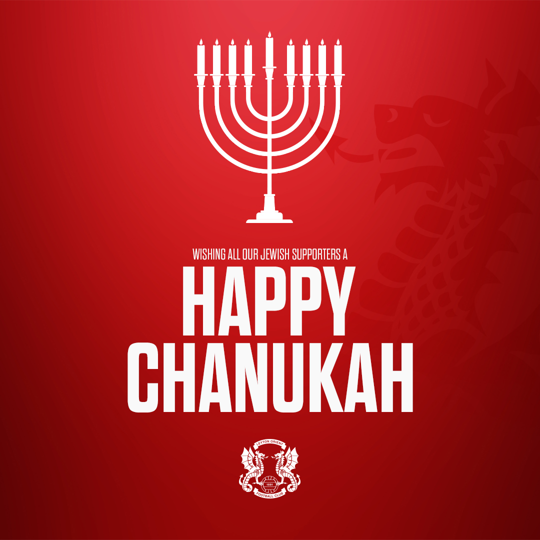 On a day of awful sadness and grief for Jewish communities around the world, we wish our Jewish supporters a peaceful and happy Chanukah, whilst also sending our heartfelt condolences to those who have lost loved ones in Sydney ❤️🕎

#LOFC #OneOrient | <a href="/MeshuganOs/">MeshuganOs</a>