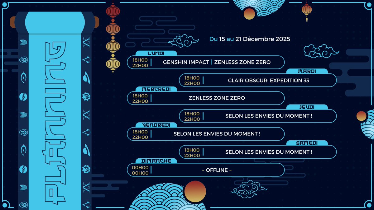 Mathmonstream's tweet photo. C'est l'heure du planning ~ 🌞

J'espère que vous allez bien !

Je suis toujours en réflexion pour la fin de semaine, je vous tiendrez informé sur le didi. 

Bonne chance pour vos pupulls et une bonne semaine 💙

#twitch #zzzero #GenshinImpact #ClairObscurExpedition33 #Banyue https://t.co/KqBcRA0Rik