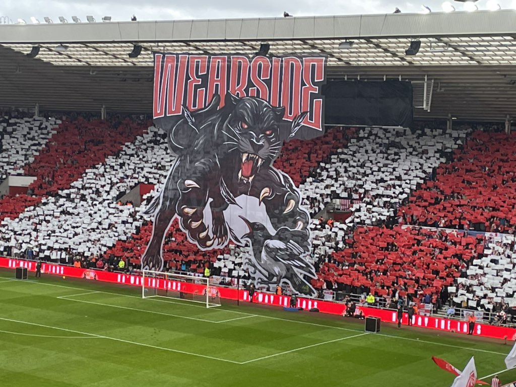 AwayDays_'s tweet photo. Sunderland display for the derby today.

A magpie getting mauled by a Black Cat.. 👀 https://t.co/GqoaTNNEzp