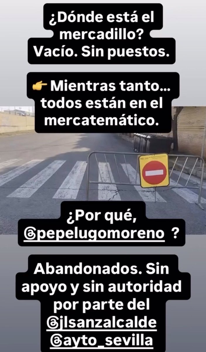 Abandonados. Sin apoyo y sin autoridad por parte del <a href="/Ayto_Sevilla/">Ayuntamiento de Sevilla</a> <a href="/pepelugomoreno/">José Lugo Moreno</a> <a href="/jlsanzalcalde/">José Luis Sanz</a> ¡Necesitamos soluciones no promesas para el mercatematico!