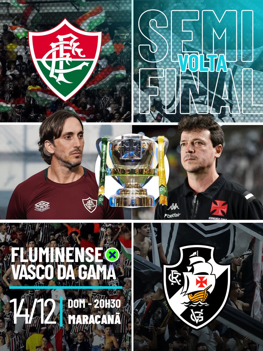 FFERJ's tweet image. 💥 SEMIFINAL - COPA DO BRASIL (VOLTA) 💥

Jogo grande, cenário decisivo.

O Vasco venceu o jogo de ida por 2 a 1 e tem a vantagem do empate na partida de volta.

Ao Fluminense, para que não chegue à decisão da competição através da disputa por pênaltis, precisa da vitória por 2…