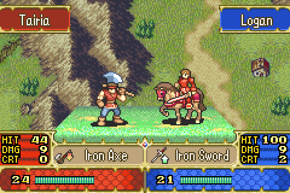 Exciting news: "The Avenging Dragon" now has a fully custom battle frame! It was designed by the talented GoudaGrabber! Special thanks to L95 too, for optimizing the tile count and saving me a huge headache. 
#fireemblem #fangame #romhack #showcase