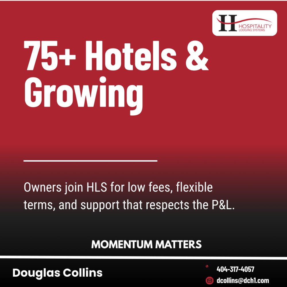 LodgingSystems's tweet photo. 🤝 75+ Hotels &amp; Growing. Owners join HLS for low fees, flexible terms, and support that respects the P&amp;L. Ask us to model fees against your current brand. https://t.co/8lFDeXYCLL #HLS #SBAApproved #HotelGrowth https://t.co/RUgAxk42fF