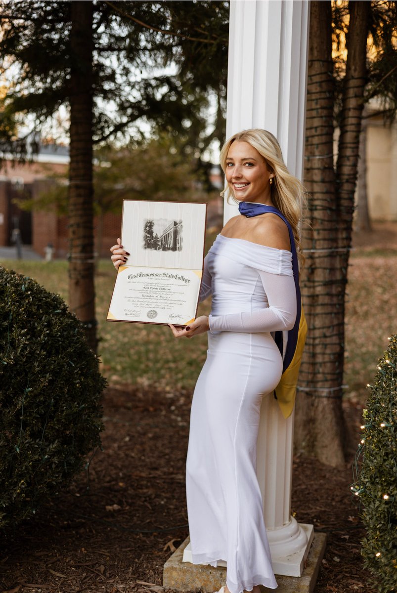 ETSU90's tweet photo. So proud of my niece for completing her Master’s in Criminal Justice! She’s holding my Dad’s diploma from ETSC #classof57. We truly are an @etsu family #ThreeGenerations #proudum💛💙 https://t.co/URa75siwvs