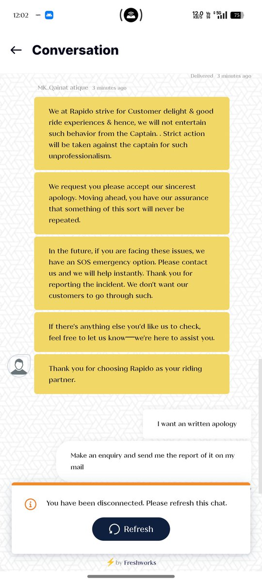 Sumitsinha__'s tweet photo. @rapidobikeapp
The captain's behaviour was very disappointing and unlawful.. take a strict action against captain https://t.co/hHffKxpZBU