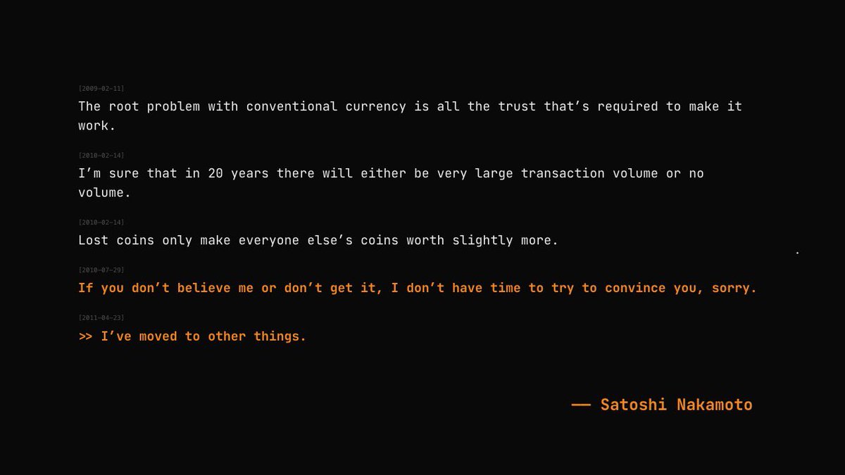 SosovalueJP's tweet image. コミュニティで20年以上の投資成功経験を持つ友人からの考察：

15年前の今日、サトシ・ナカモトはビットコインフォーラムに最後にログインし、そのまま姿を消しました。
マニフェストもなく、壮大なビジョンの宣言もなく、「幸運を祈る」という一言すら残さずに。…