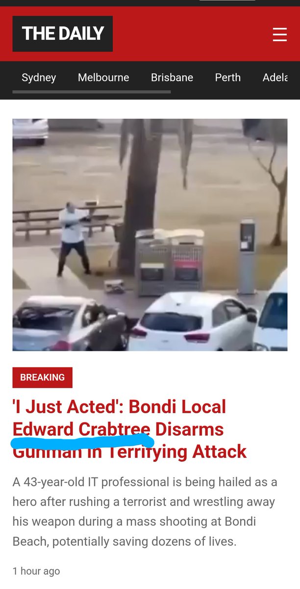 The name is Edward Crabtree a local from Bondi, not some Ahmed

Propaganda is pushed the moment anything happen 
#bondibeach attack Sydney