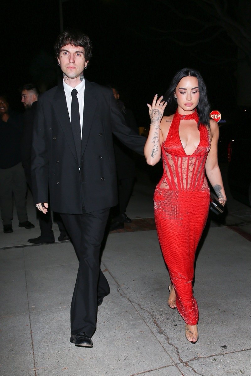 Demi Lovato arrived at the OBB Media holiday party in West Hollywood.