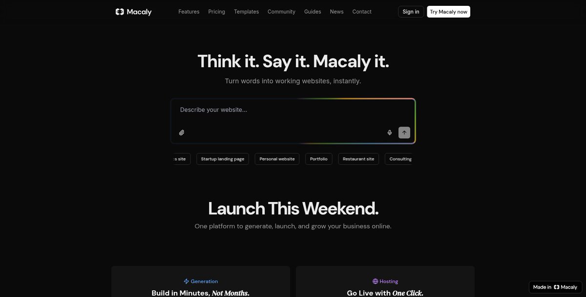 automate_tweak's tweet image. Transform your ideas into stunning, SEO-optimized websites in minutes with #Macaly! 🖥️ No coding skills required, just creativity! Discover the ease of building your online presence. #WebDevelopment automateandtweak.com/tool/macaly/