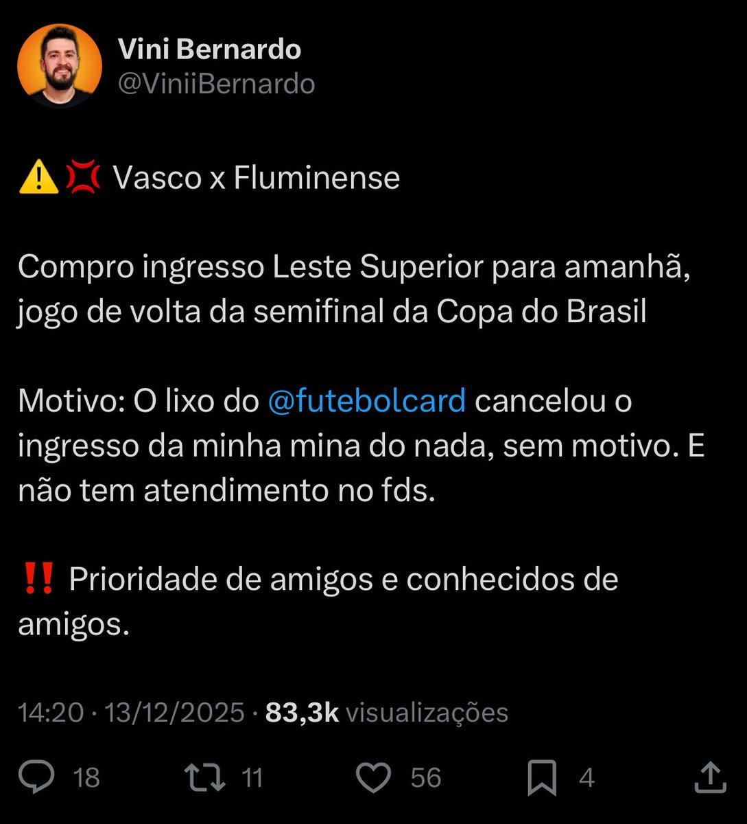 EstagiarioVasco's tweet photo. 🚨 ALÔ @ProconRJ, O @FluminenseFC ESTÁ CANCELANDO INGRESSOS ADQUIRIDOS POR VASCAÍNOS PARA DAR GRATUIDADE AOS SEUS SÓCIOS TORCEDORES.

FIQUEM DE OLHO.

AOS VASCAÍNOS, ENTREM EM CONTATO COM O PROCON DO RJ. https://t.co/TV2DFUPx3R