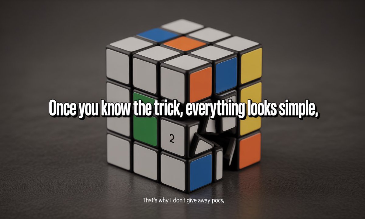 yashsemwal's tweet photo. A Rubik’s Cube looks impossibly complex…

until you realize there’s a method.

Once the abstraction is known, anyone can solve it in minutes.

This is exactly why I avoid free POCs. https://t.co/obOrcxlBQA