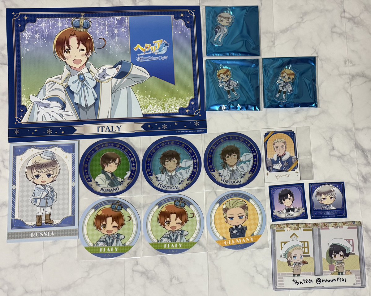 【交換、譲渡】ヘタリア アモカフェ AMOCAFE Snow Prince Cafe

譲：伊、普、米、露、南伊、葡、独、日

求：ランチョン→葡
       アクキー→葡、定価＋送料
       予約特典→葡
       コースター→日2種＞独等身＞葡SD

✅コースター日最優先。
✅纏めて最優先。
✅お声がけによりお時間頂きます