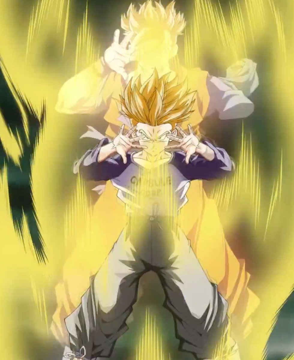 Everything about the animation is so beautiful I love the run that trunks sets up when he is stumbling and pushing forward

impact frames look so good and the blured moving background looks amazing Dokkan really is cooking some amazing animation