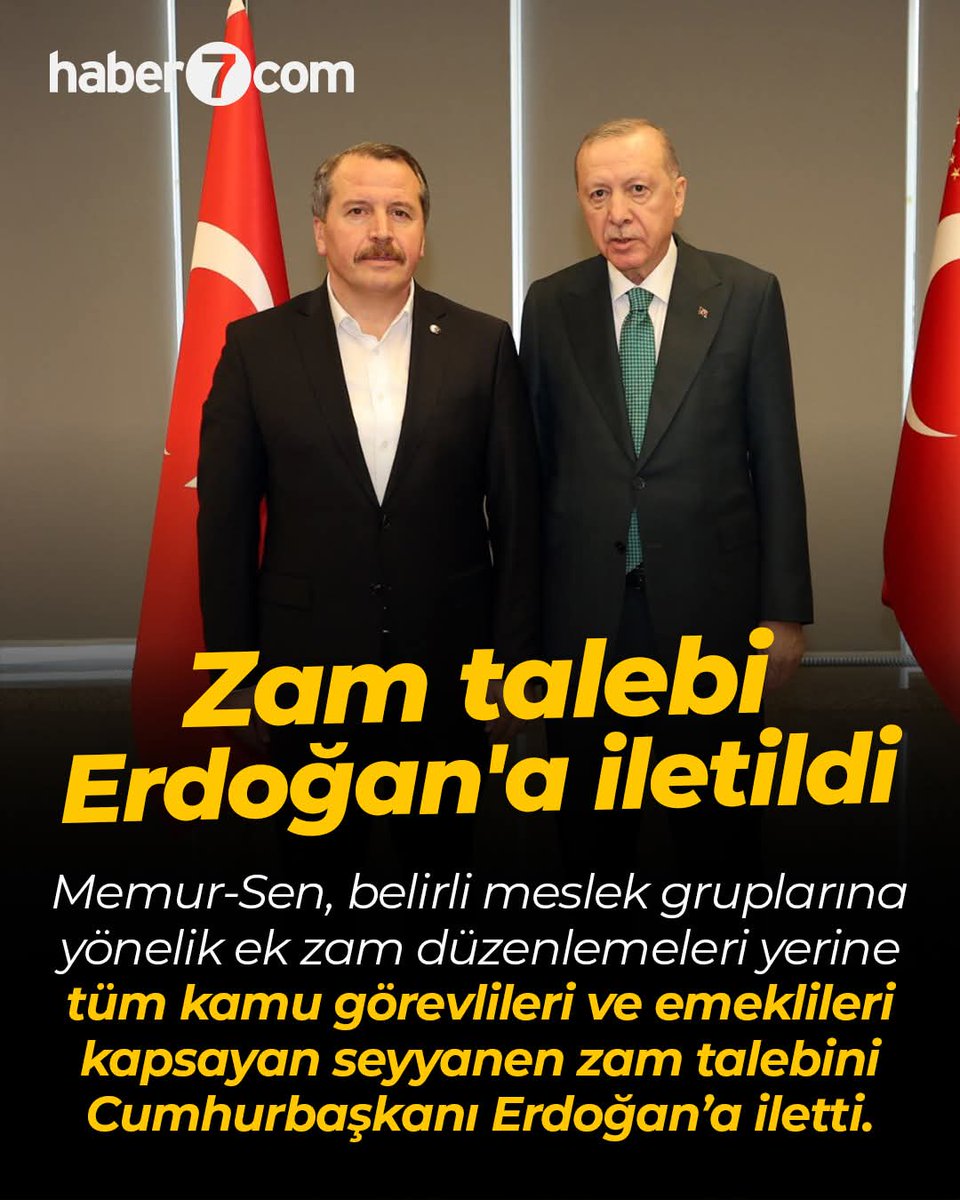 Memur-Sen, belirli meslek gruplarına yönelik ek zam düzenlemeleri yerine tüm kamu görevlileri ve emeklileri kapsayan seyyanen zam talebini Cumhurbaşkanı Erdoğan’a iletti.