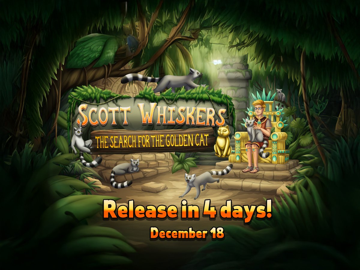 FancyFactory's tweet image. Only 4 days left! 😃 My new point-and-click adventure game “Scott Whiskers: The Search for the Golden Cat” will be released on December 18! It will be available simultaneously for all platforms: PC (Steam &amp;amp; GOG), Mac, Linux, Xbox Series, PS5, Nintendo Switch, iOS, and Android.…