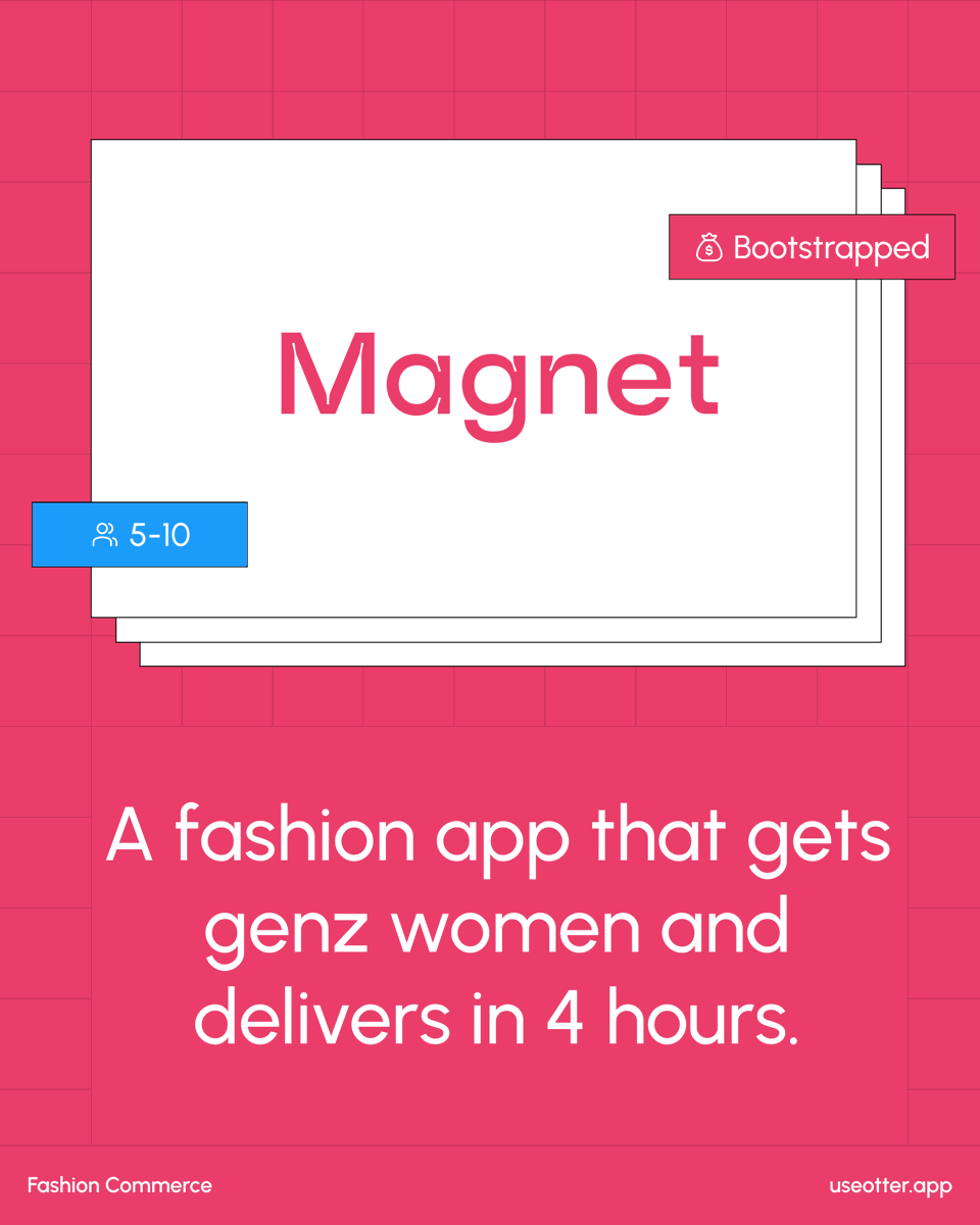 useotter_'s tweet photo. Gen Z doesn’t wait.
Magnet delivers fashion in 4 hours. ⚡👗
Bootstrapped. Focused.
Check them out on Otter: https://t.co/XY93EgRcaE

@dachennn @priyank_piyush_ godspeed.

#fashion #startup #intern #work https://t.co/ha8XGckr7h