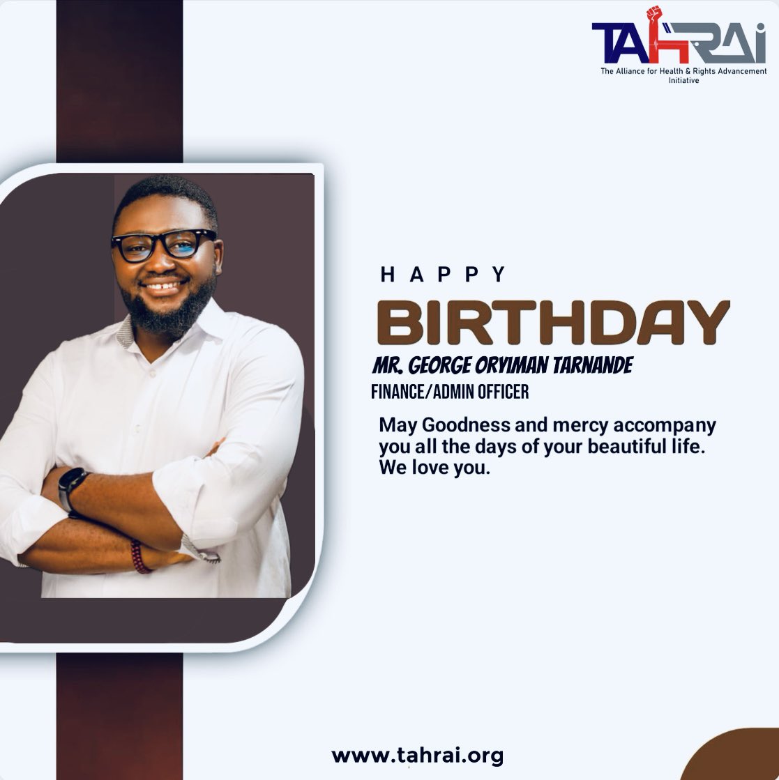 Tahrai_Nigeria's tweet image. 🎉 Happy Birthday to our incredible Finance/Admin Officer.
Your dedication, precision, and commitment keep Tahra Initiative running smoothly every day. We’re grateful for all you do behind the scenes. Wishing you continued success and fulfillment in the year ahead! 🎂
