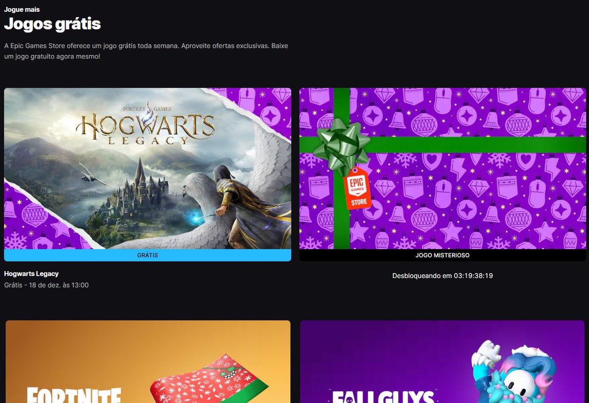 ArturKilldragon's tweet image. Esse ano a Epic Games vai dar 17 joguinhos grátis. O primeiro e o último vão estar disponíveis por uma semana pra resgate mas os outros terão apenas 24 horas cada. Começou com Hogwarts Legacy quinta passada. Fiquemos atentos. 😁  

#EpicGames #FreeGames