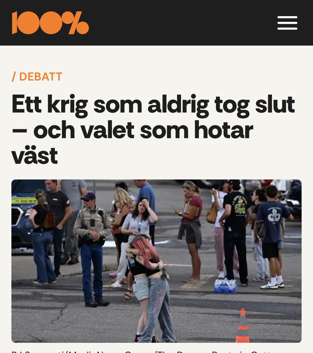Måsteläsning på 100%: ”Väst har inte bara blivit angripet. Väst har gjort ett val. Ett val att inte försvara sig fullt ut, att inte dra tydliga gränser och att inte erkänna att vissa ideologier är oförenliga med ett fritt samhälle. Detta är inte ett enskilt beslut, utan summan av