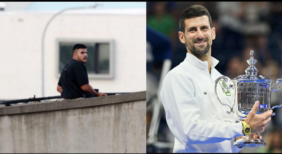 À sua esquerda, Naveed Akram, terrorista  de origem  muçulmana responsável pelos ataques em Sydney que vitimou 11 pessoas, a quem a Austrália concedeu visto permanente.

À sua direita, Novak Djokovic, 24 vezes campeão de tênis, que foi banido da Austrália por não ter se vacinado.