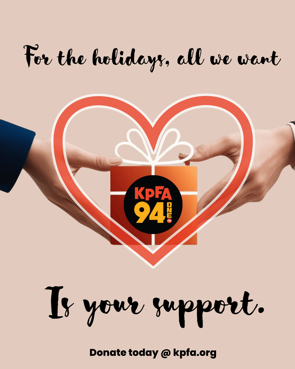kpfaradio's tweet photo. Not sponsored. Supporters.
This season, the gift that keeps KPFA on the air is you.
Thanks for supporting independent radio.
Donate at https://t.co/9RnXYJYGc0
#kpfa #holidays #giveback #sundays #giftideas #bayarea #berkeley #oakland #perfectpresent https://t.co/SdbNsq4exN