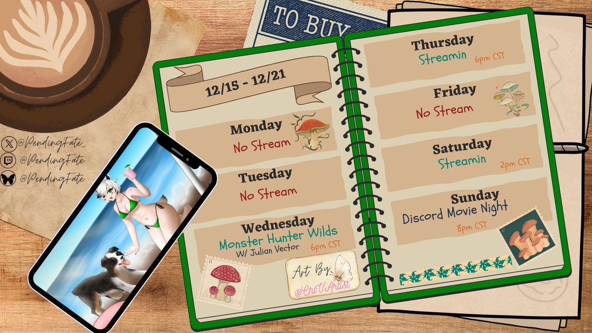 Look! I am a good streamer. I rememberd to post my schedule...for once.