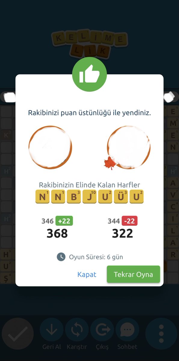 Son hamlede gelen üç yıldız, 7 harfi birden kullanma ve galibiyet 😊
<a href="/KelimelikOyunu/">Kelimelik Oyunu</a> 
#Kelimelik