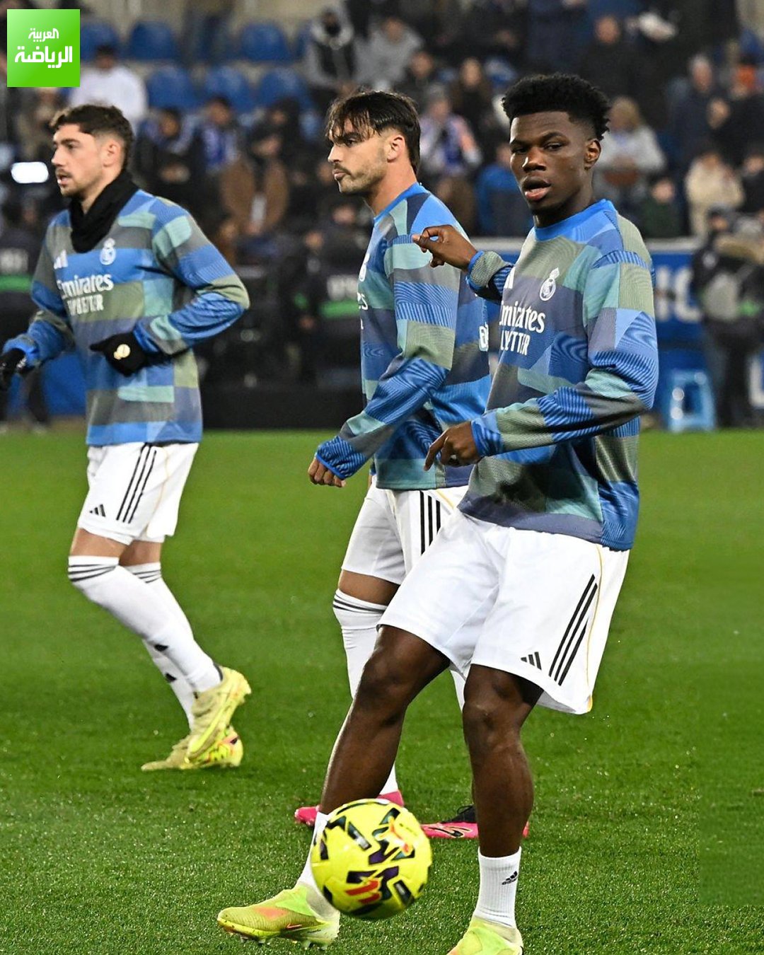 عمليات إحماء لاعبي ريال مدريد قبل مواجهة ألافيس في الدوري الإسباني 