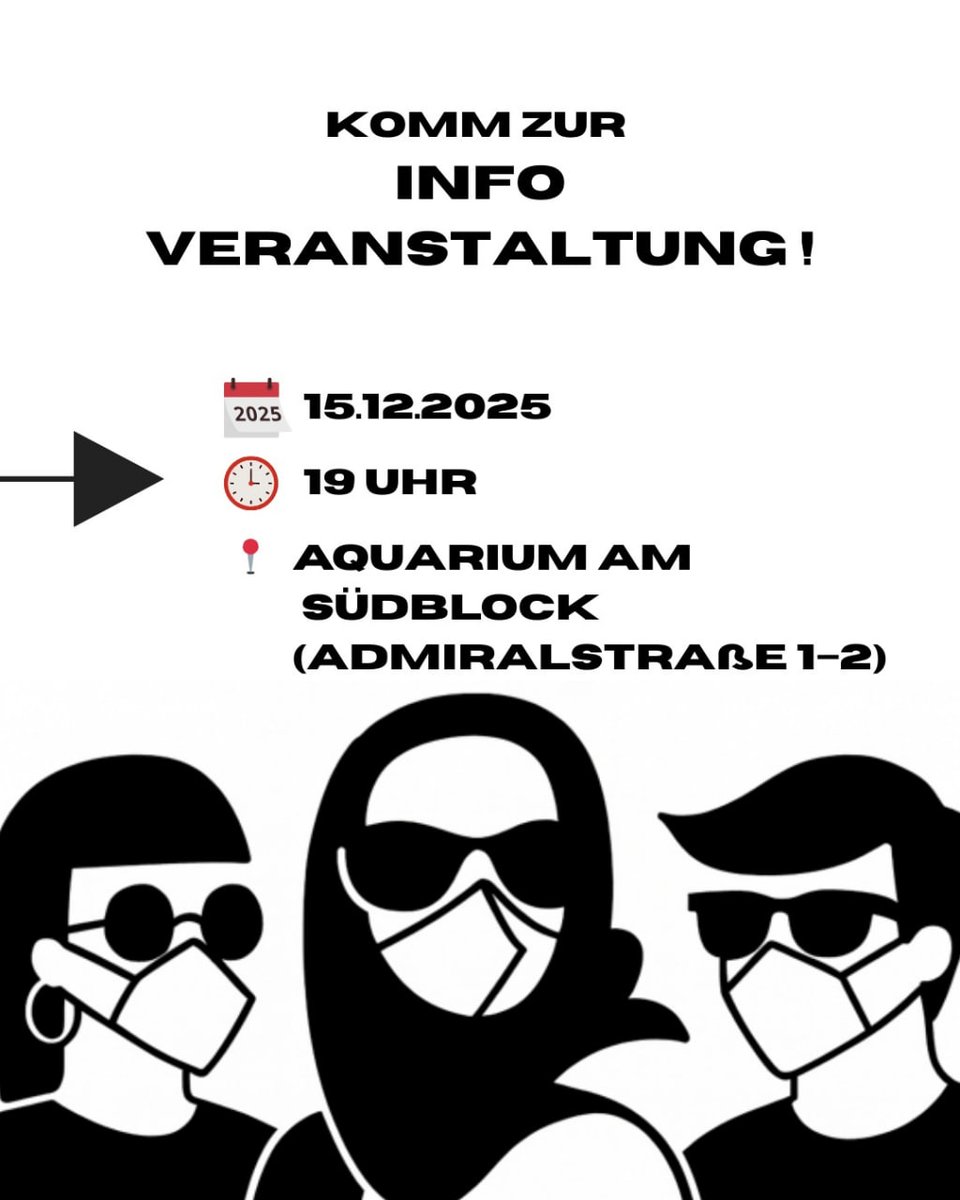 💥Announcement! Monday 15.12.2025💥

🔥✊🏾Sick out – instead of burnout✊🏾🔥

Monday, 15.12.2025 | 7 p.m. | Aquarium am Südblock, Admiralstraße 1-2, 10999 Berlin

Arrival: U1, U3, U8, Bus 140 Kottbusser Tor

📣 Call: asanb.noblogs.org/?p=14754 - @solitreff_neukoelln

#b1512 #Strike!
